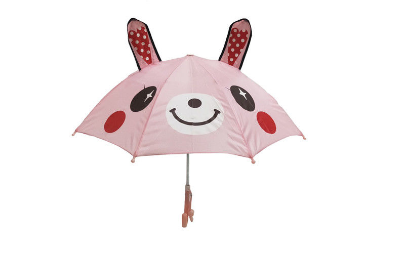 اللون الوردي 3D تصميم مظلة الاطفال لطيف مع قبعات السلامة 10MM إطار رمح معدني المزود